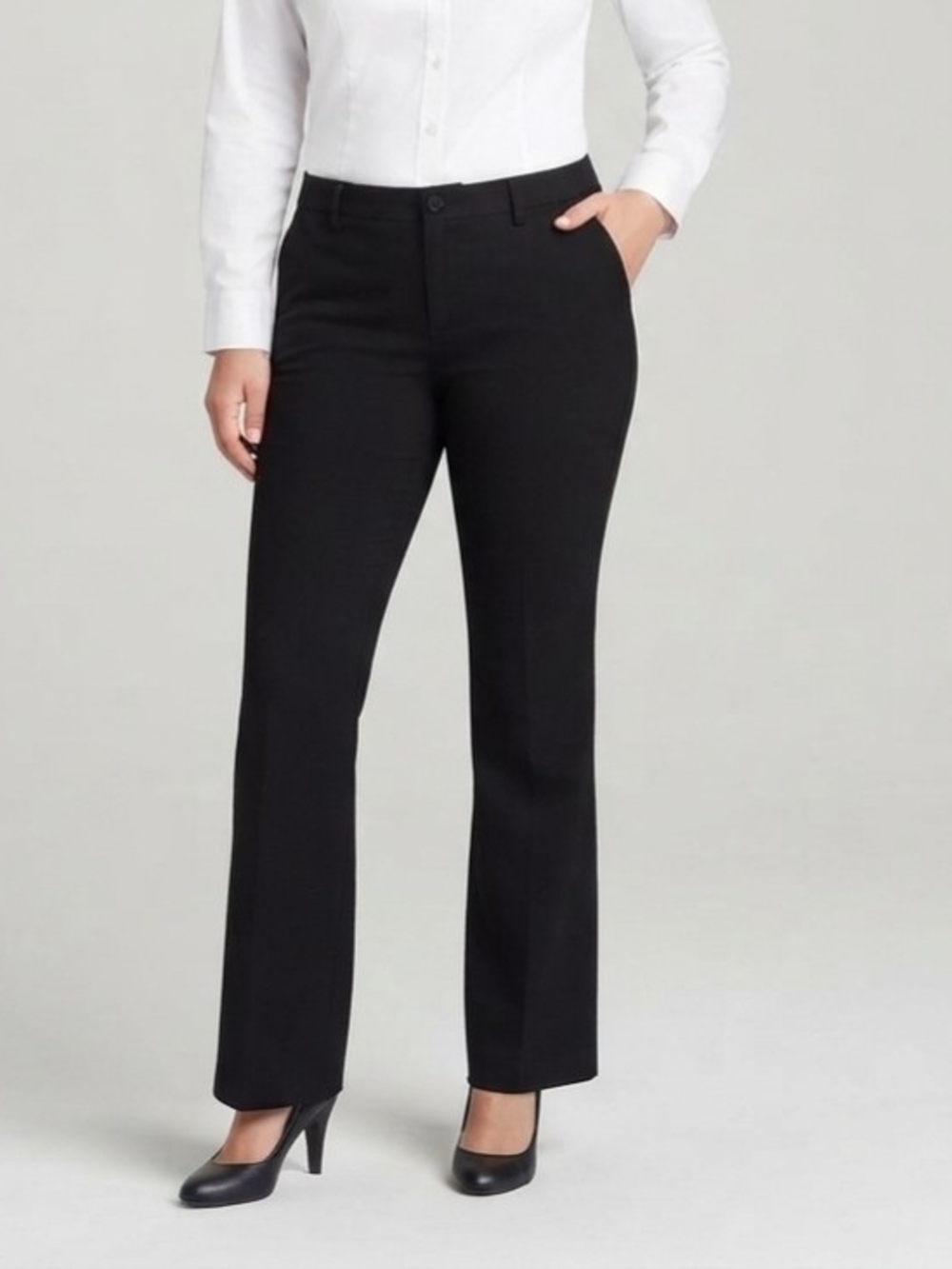 Ricki's Black Straight Leg Office Dress Pants Size 8 Stretch Workwear Office
